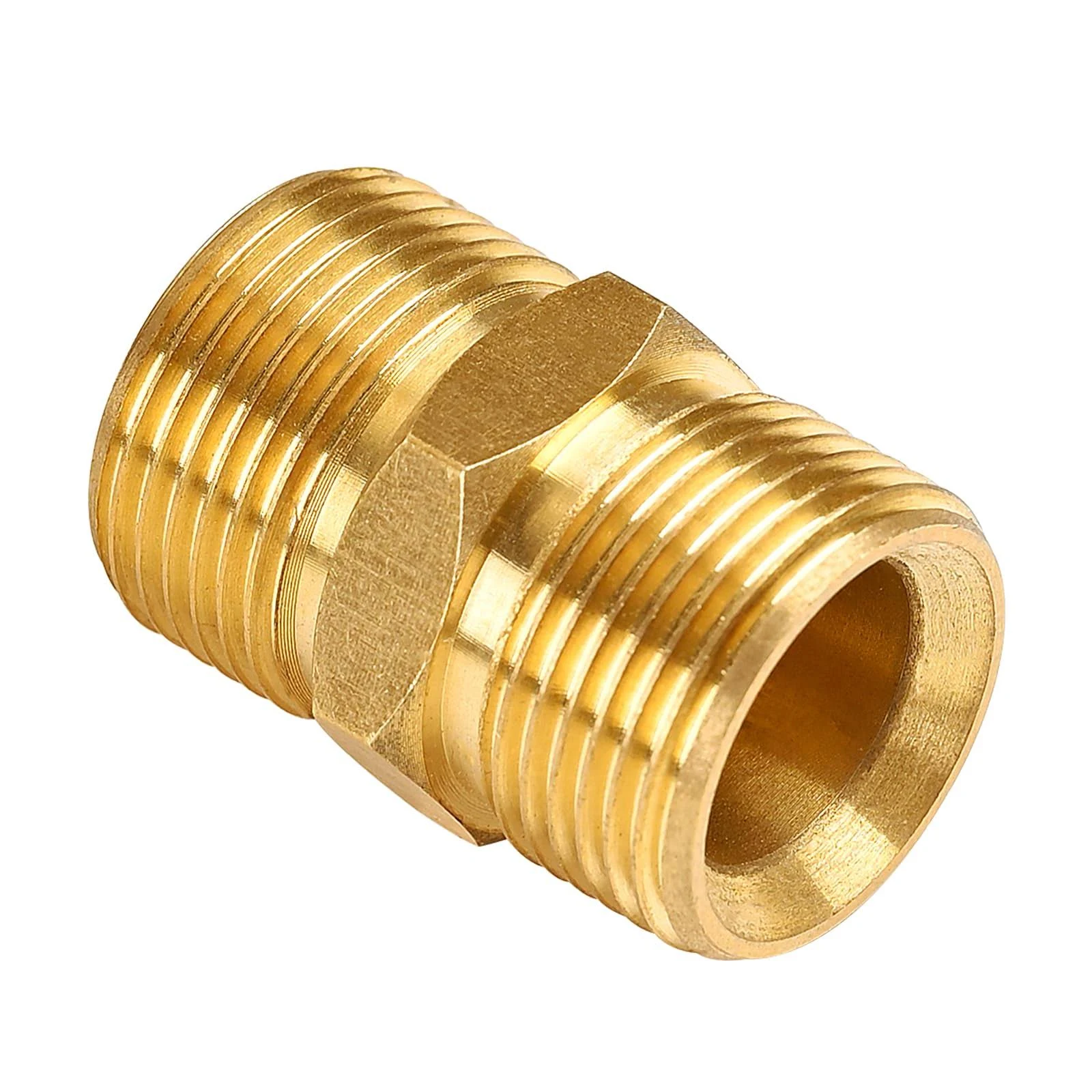  Pressure Washer Hose Coupler, M22-14mm Male to M22-14mm Male, Solid Brass 