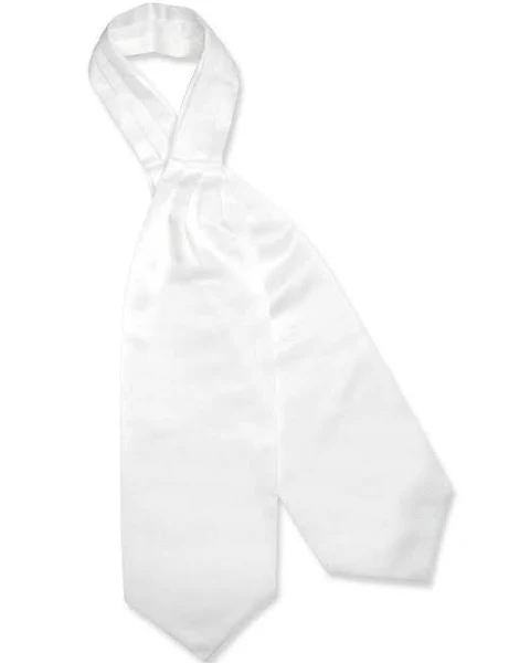 Vesuvio Napoli ASCOT Solid WHITE Color Cravat Men's Neck Tie