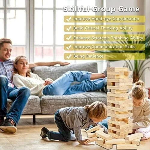 Aivalas X-Large Size Tumble Tower Wooden Block Game with Scoreboard&Carrying Bag ...