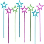 ArtCreativity Metallic Star Princess Magic Wand for Kids - Pack of 12 - Fairy Wand in 3 Vibrant Colors, Princess Party Birthday Favors, Costume Accessories for Boys and Girls, 14 Inch