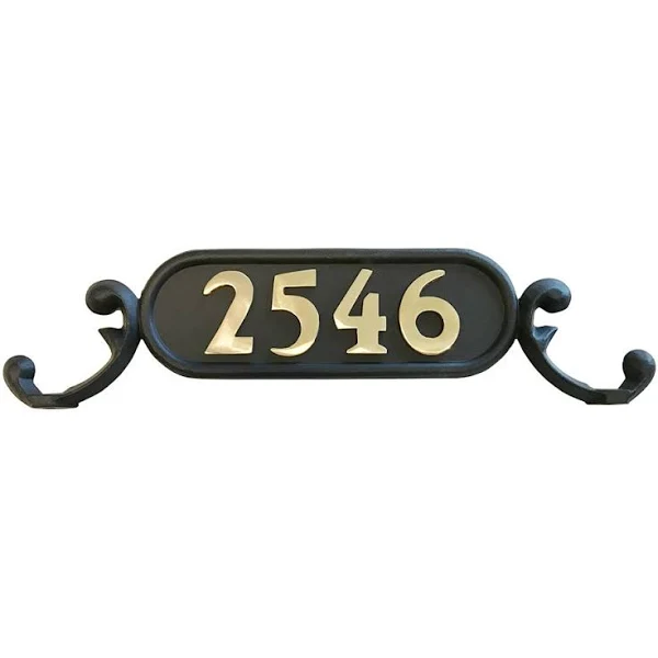 ADDRESSES OF DISTINCTION Charleston Mailbox Address Plate – Mailbox Plaque With Solid Brass Numbers – Customized House Digits – Double Sided Sign – Rust Proof Aluminum - Hardware Included