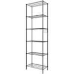 Homdox 6-Tier Storage Shelf Wire Shelving Unit Free Standing Rack Organization Adjustable Leveling Feet, Stainless Side Hooks, Black