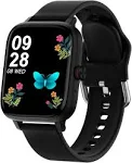 VIPLIVE Smart Watch, 1.7'' Full Touch Answer/Make Call Android Smartwatch for Women & Men Compatible with Android & iOS (Black)