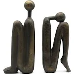 Thinker Decorative Bookends, Book Stopper Holder Nonskid, Book Ends for Shelv...