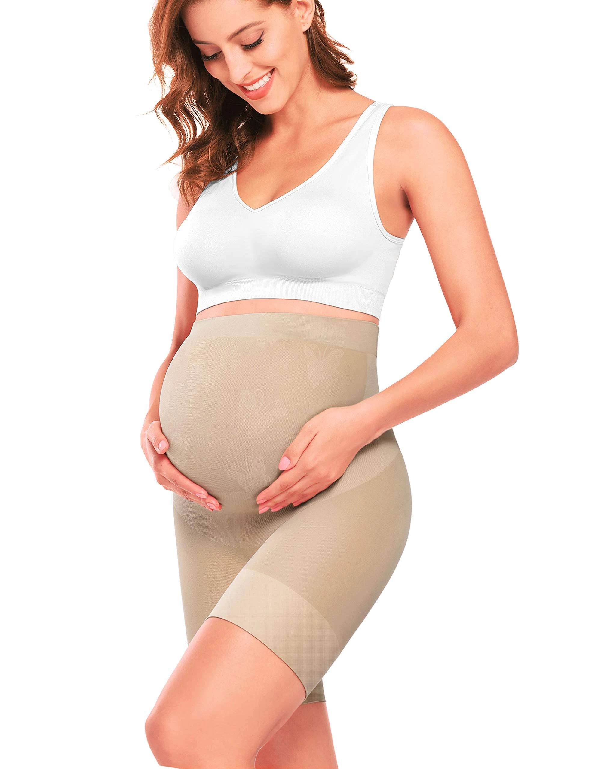 “Baby Bump” Premium Maternity Shapewear, High Waisted Mid-Thigh Pregnancy Underwear Prevent Chaffing Soft Adominal Support