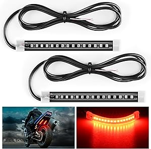 Nilight 2PCS 5Inch LED Motorcycle Turn Signal Running Brake Stop Tail Light Strips Red Beam Flexible Bend Adhesive Universal Fit Harley Motorcycle Dirt Bikes Snowmobile ATV