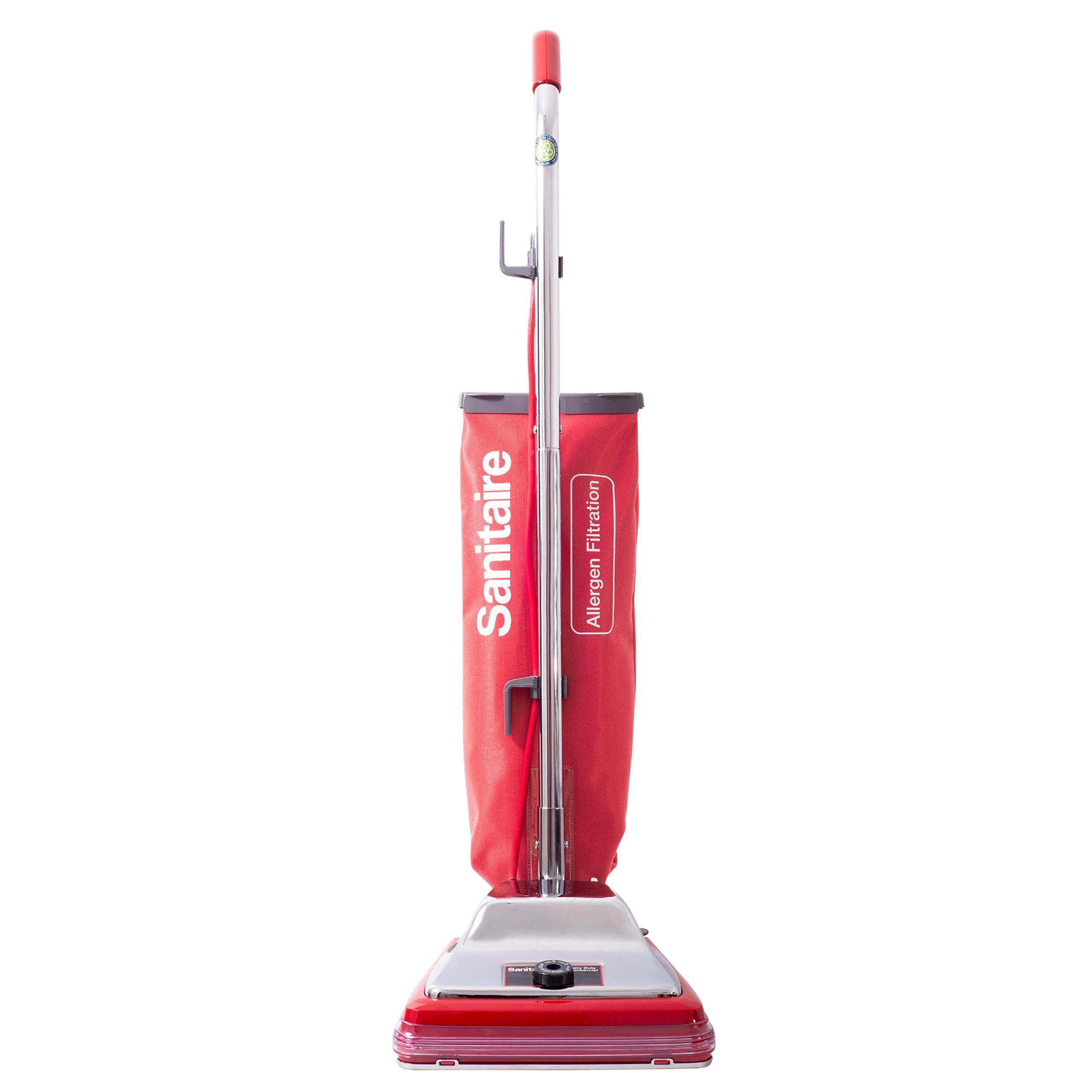 Sanitaire Tradition Bagged Upright Vacuum, 7 Amp, 17.5 Lb, Chrome/Red - EURSC888N