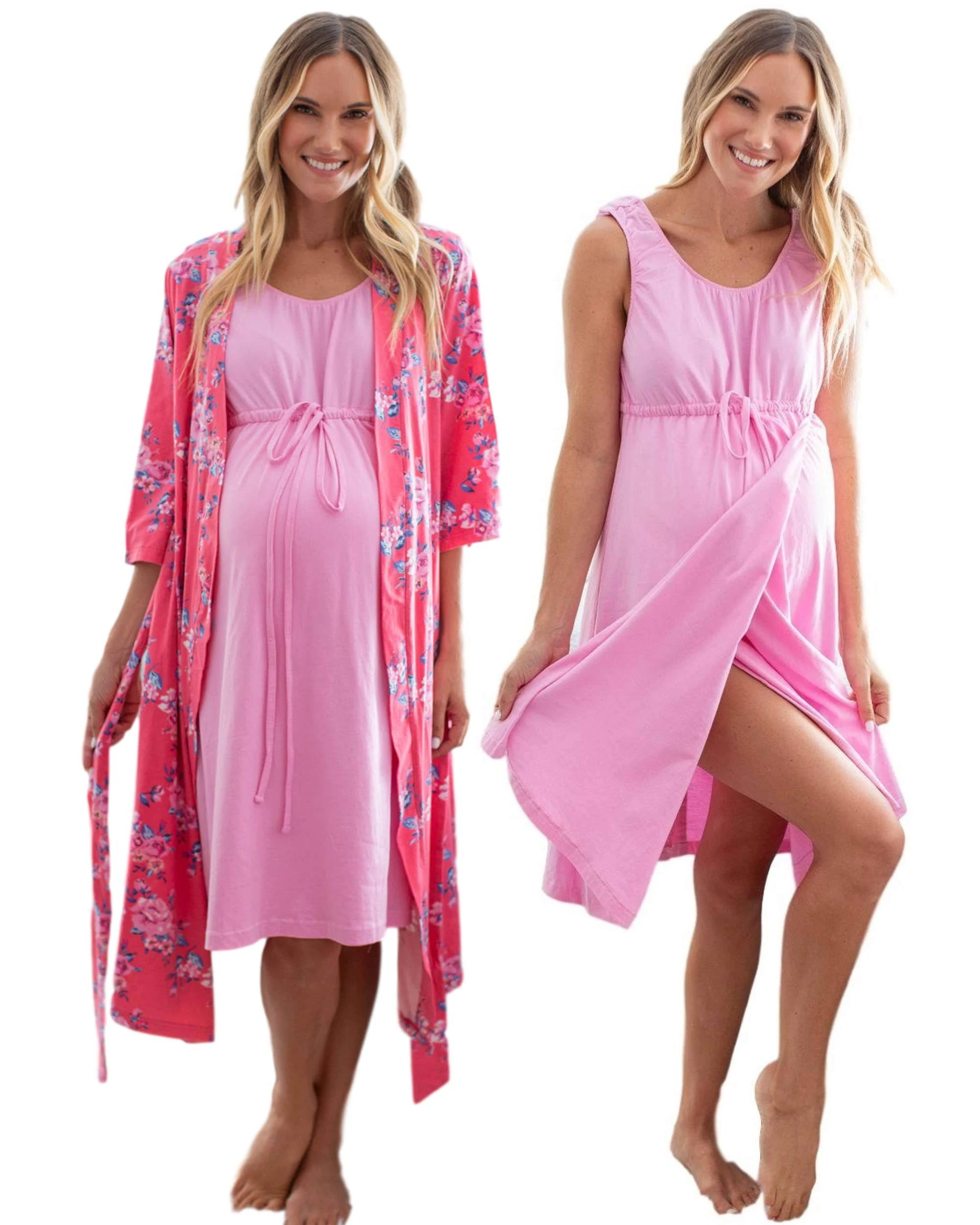 Baby Be Mine 3 in 1 Maternity Labor Delivery Nursing Hospital Birthing Gown & Matching Robe