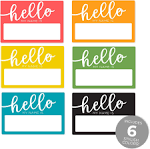 Hello My Name is Bright Stickers / 250 Trendy Name Tags / 6 Colorful Name Labels / 2" x 3" My Name is Classroom Camp Event Stickers/Made in The USA