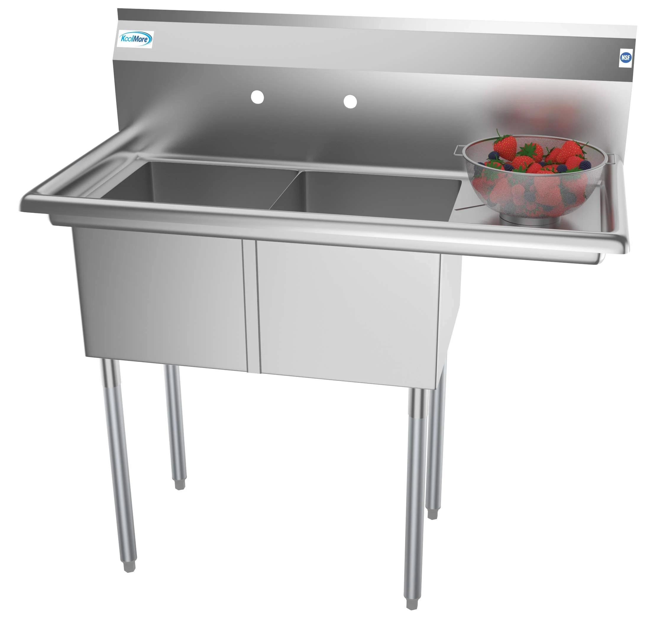 KoolMore SB141611-12R3 2 Compartment Stainless Steel NSF Commercial Kitchen Prep ...