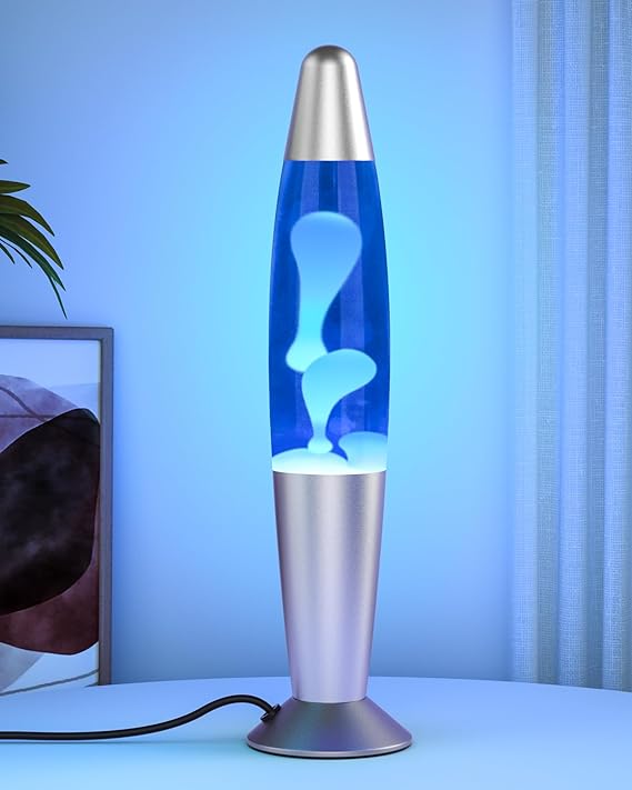 Eadaiylon Blue Liquid Motion Lava Lamp for Adults and Kids Magmas with Silver ...