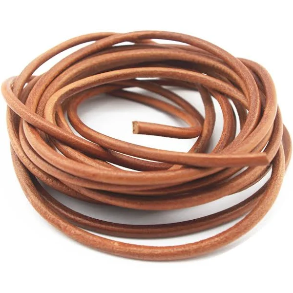 Glory Qin Soft Round Genuine Jewelry Leather Cord Leather Rope (Natural 5mm 5 Yards)