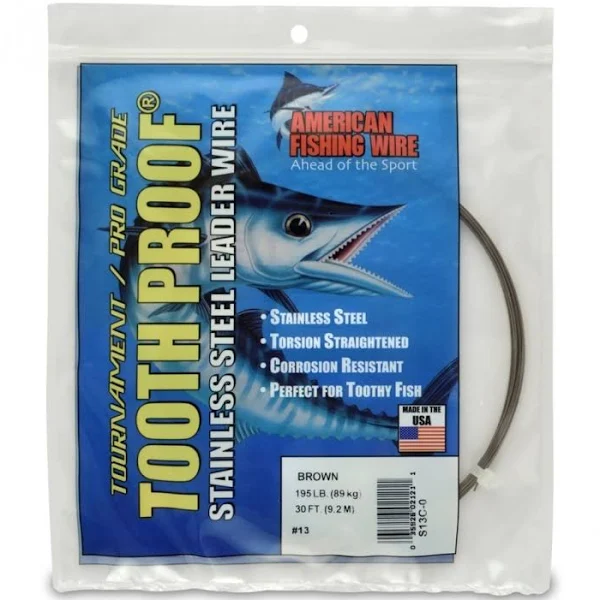 American Fishing Wire Tooth Proof Stainless Steel Leader Wire #12, Brown, 30'