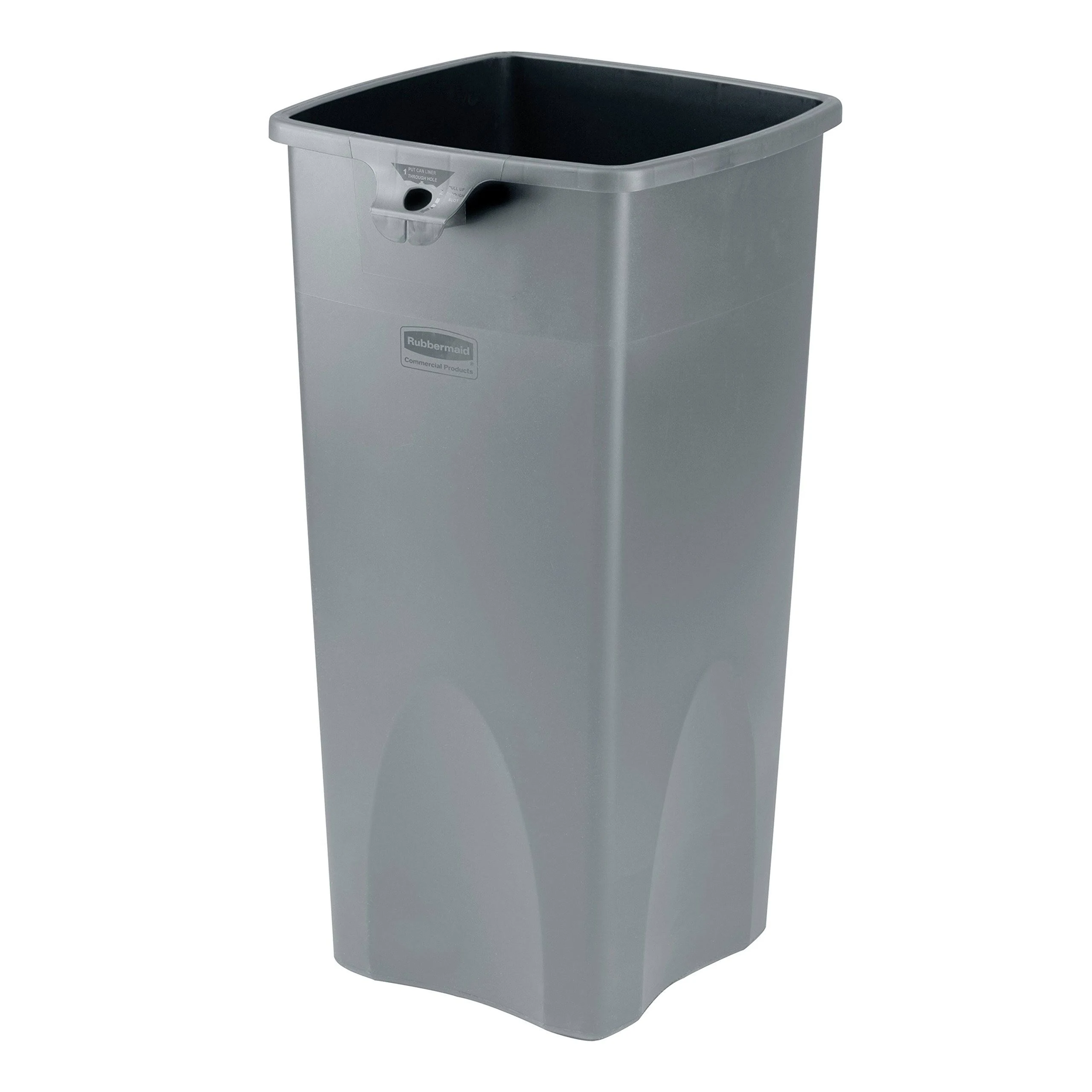 Rubbermaid 23 Gal Gray Square Trash Can Polyethylene, 30.9&#034; High x 16-1/2&#034; Lo...