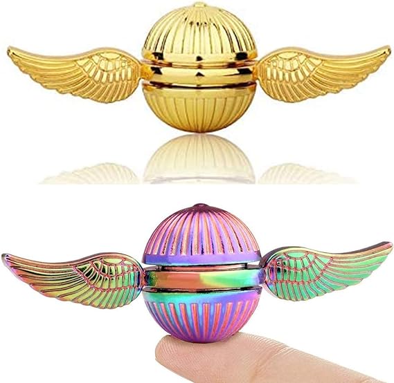 Golden Magical Fidget Spinners Metal, Fidget Spinner Gifts for Adults and Kids, Wizard Finger Hand Spinner Desk Toy, Goodie Bag Fillers Party Favors Present, Cool Small Gadget Stress Toys (2 PCS)