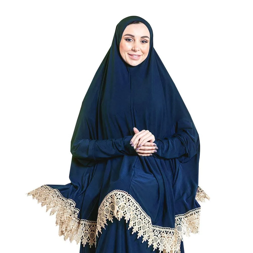 Women's Prayer Dress 2 Pieces Lycra Solid Color Plus Long Sleeve | One-Size | Hijab Abaya Suit