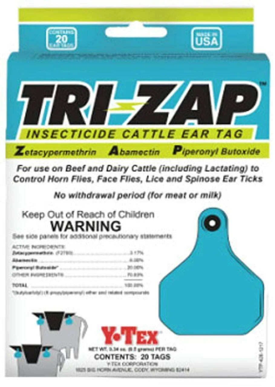 TRI-ZAP Insecticide Cattle Ear Tag, 20 pack