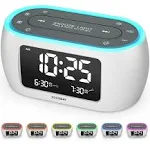 Glow Small Alarm Clock Radio for Bedrooms with 7 Color Night Light, Dual Alar...