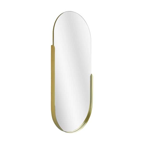 Head West Thin Gold Raised Lip Partial Metal Framed Capsule Accent Mirror