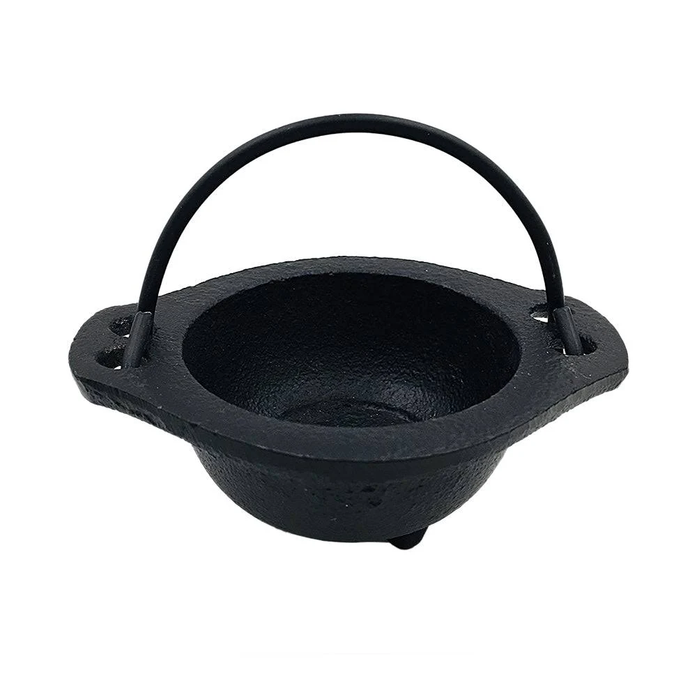 Cast Iron Cauldron w/ Handle 4" Diam Outer 2.5" Inner Diam