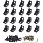 20pcs Black Aluminum Corner Bracket Connector Inside Joint Plate Fastener With 4