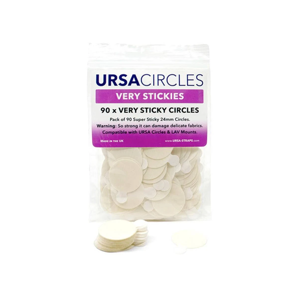 URSA Very Sticky Circles: 90 Super High Tack, Double Sided, Pre-Cut Stickies with Peel-Off Tabs