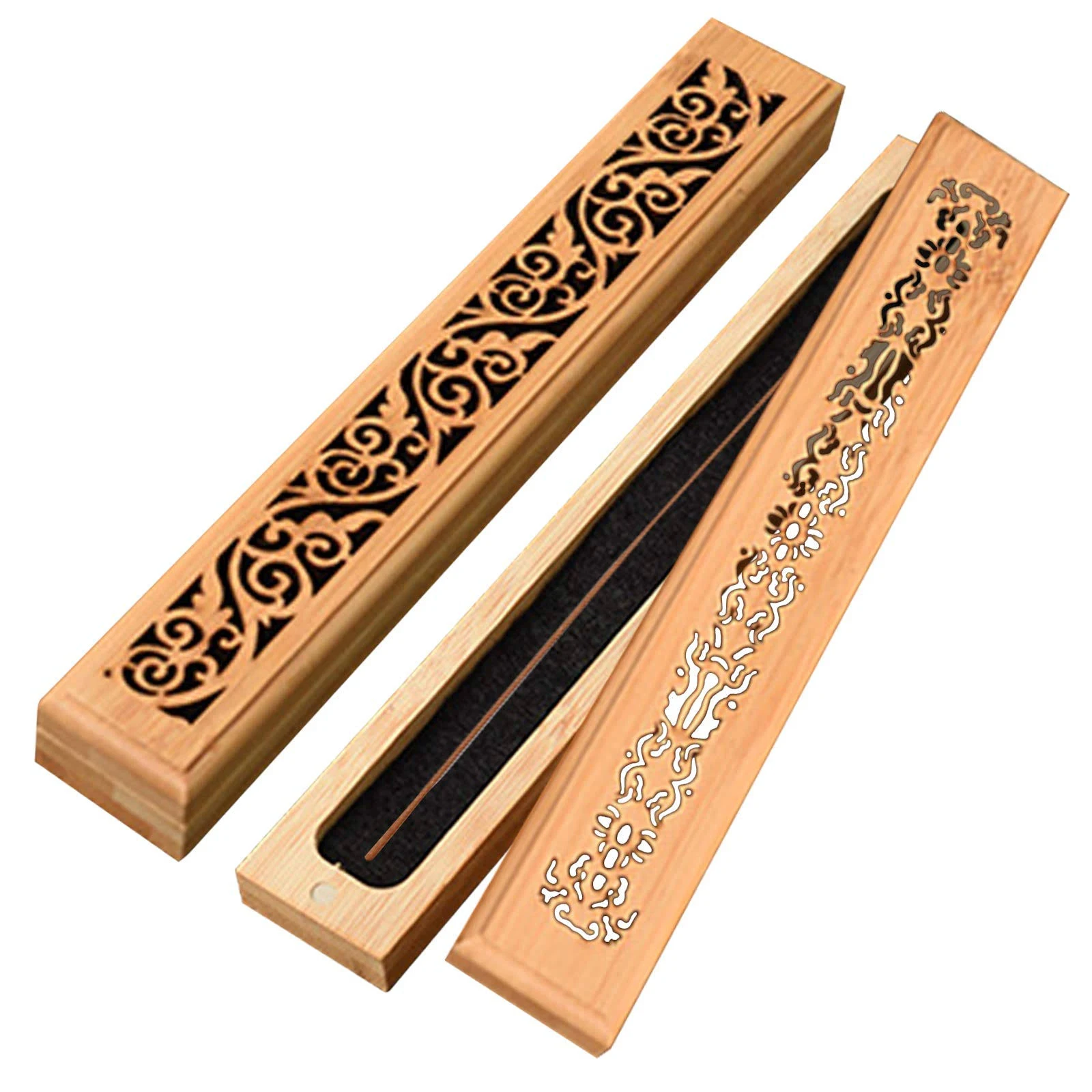 2pcs Incense Holder, Jeffbaubl Premium Incense Box, Upgraded Incense Stick Holder, Bamboo Incense Burner Burner Ash Catcher