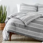 Bare Home Soft Hypoallergenic Microfiber Duvet Cover and Sham Set - Stripe - Heather Charcoal - Twin - Twin XL