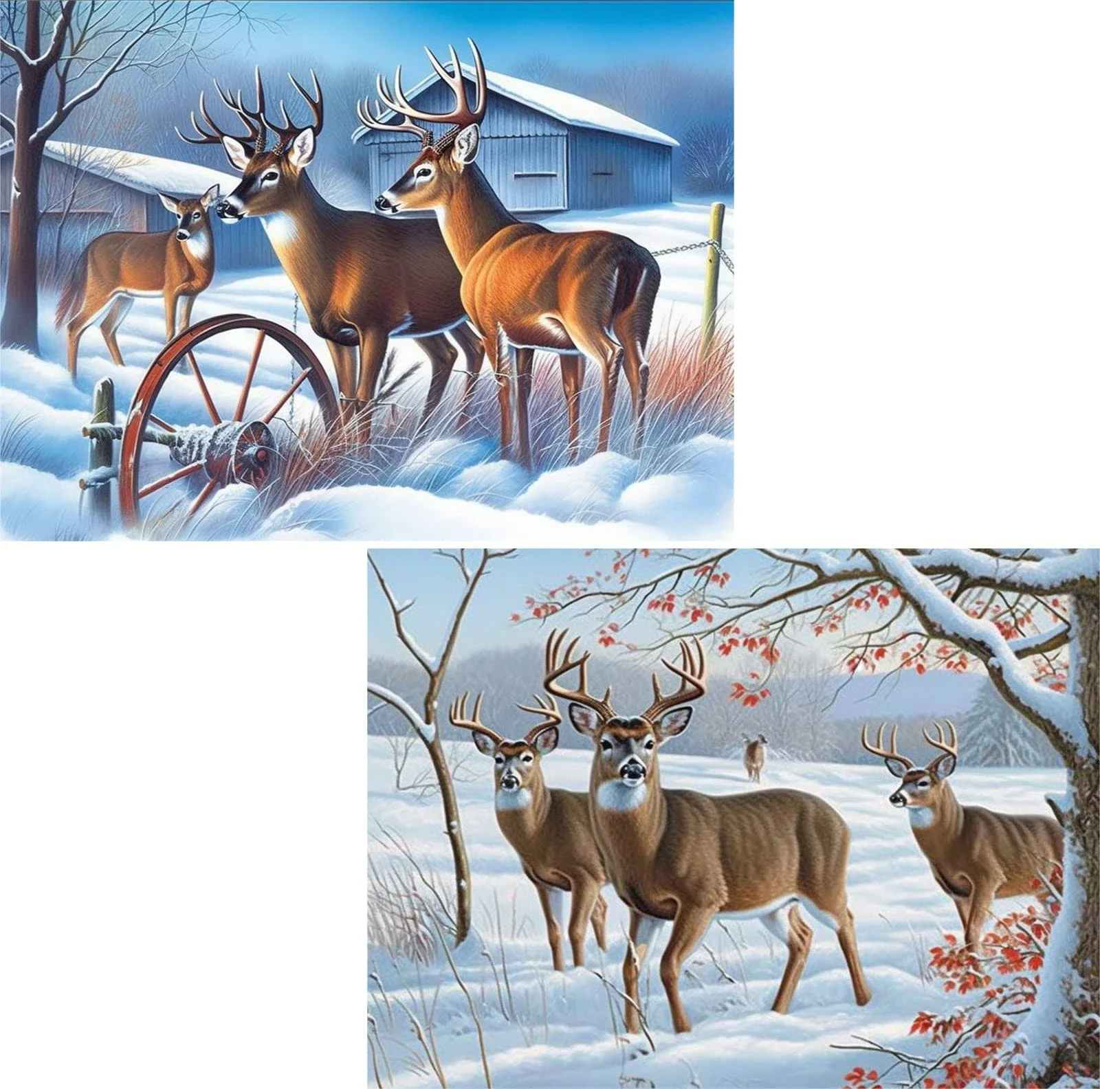 Zariocy 2 Pack Winter Animal Scenery Diamond Art Painting Kits