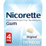 Nicorette Nicotine Gum to Help Stop Smoking, 4 mg, Original Stop Smoking Aid - 170 Count