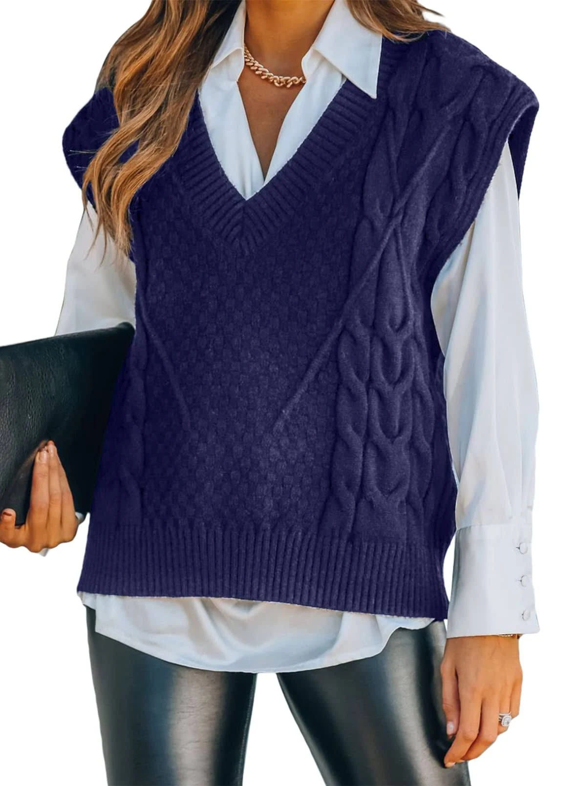 Dokotoo Sweater Vest Women Knitted V Neck Oversized Sweaters Sleeveless Knitwear Tank Tops