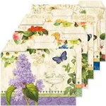 Grande Fleur File Folders Set Of 24 Staggered Tabs 1/3 Cut 6 Floral Designs Lett