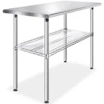 Stainless 49&#034; x 24&#034; Kitchen Restaurant Prep Table w/ Wire Lower Shelf