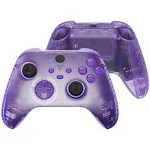 eXtremeRate Clear Atomic Purple Controller Full Set Housing Shell Case w/ Buttons for Xbox Series X/S, Custom Replacement Side Rails Front Back Plate Cover for Xbox Series S & Xbox Series X Controller - QX3M505