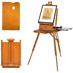 French Easel for Painting, Deluxe Oak Wooden Field &amp; Studio Sketchbox Easel S...