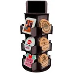 3 Tier Rotating Sticker Display Stand for Vendors, Black Wooden Countertop Organizer Shelf for Coasters, Retail, Showcase, Tradeshow