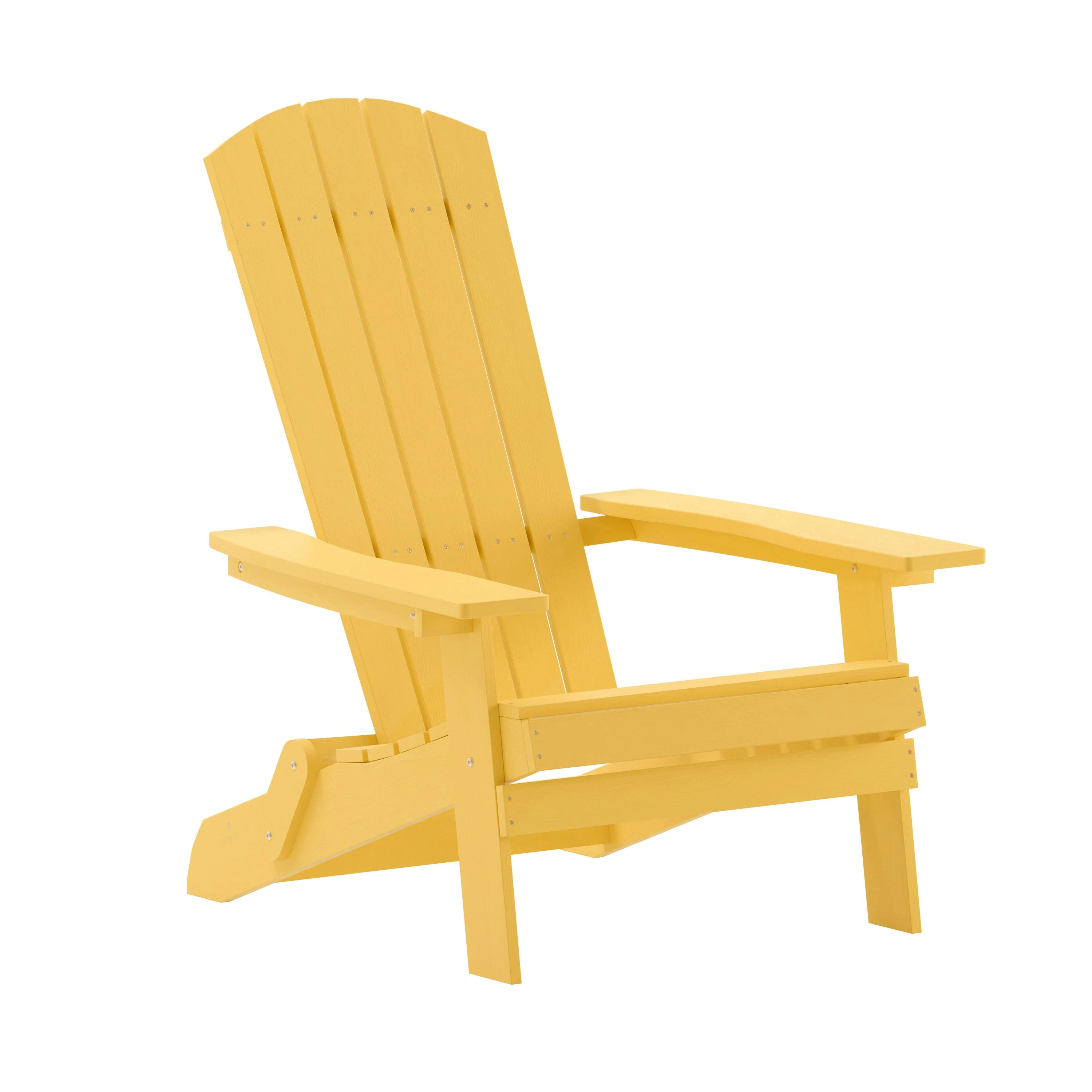 Charlestown Commercial Folding Adirondack Chair - Yellow - Poly Resin - Indoor/Outdoor - Weather Resistant