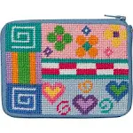 Beginner Needlepoint Kit, Stitch & Zip Coin Purse Patchwork SZ207