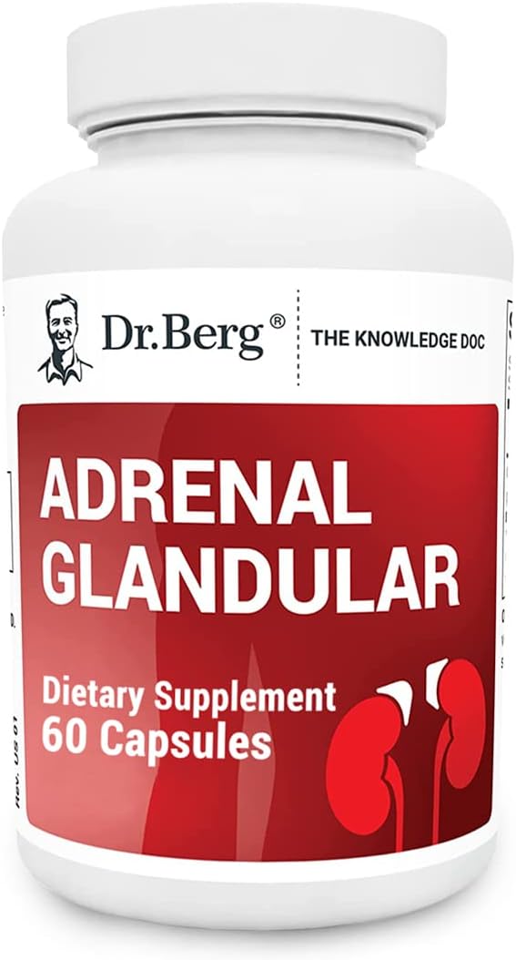 Dr. Berg Adrenal Glandular - Hormone Balance Formula That Supports Healthy Adrenal Function - Adrenal Support Supplement - 60 Capsules