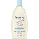 Aveeno Baby Wash &amp; Shampoo Natural Oat Extract Lightly Scented Hair Body 18 Oz