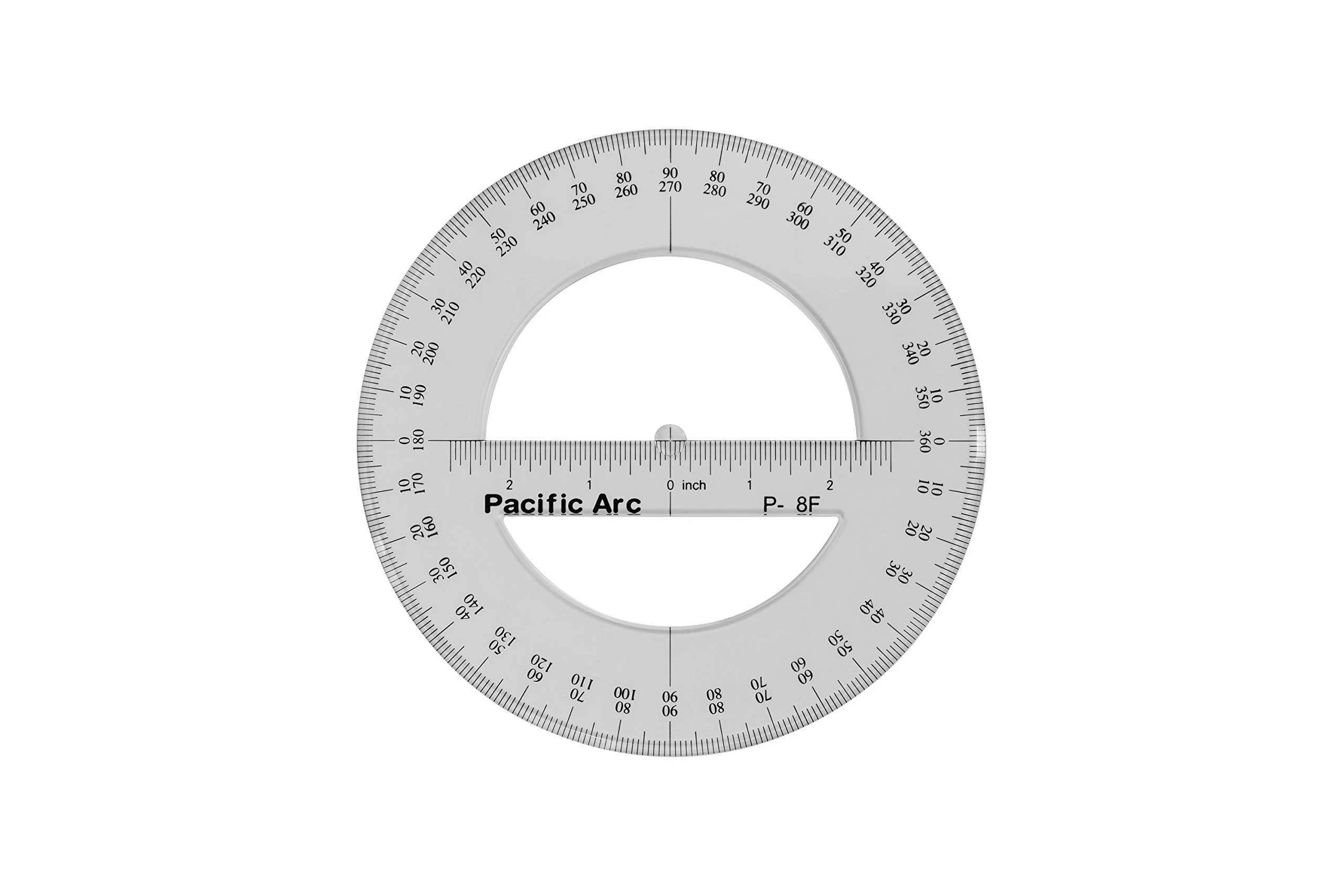 Pacific Arc P8F Protractor 8 inch Acrylic 360 Degree