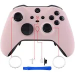 eXtremeRate Cherry Blossoms Pink Soft Touch Grip Faceplate Cover, Front Housing Shell Case Replacement Kit for Xbox One Elite Series 2, Xbox Elite 2 Core Controller Model 1797 - Accent Rings Included