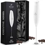 Zulay Executive Series Ultra Premium Gift Milk Frother For Coffee - Coffee Frother Handheld Foam Maker For Lattes - Electric Milk Frother Handheld For Coffee, No Stand (Deluxe White)