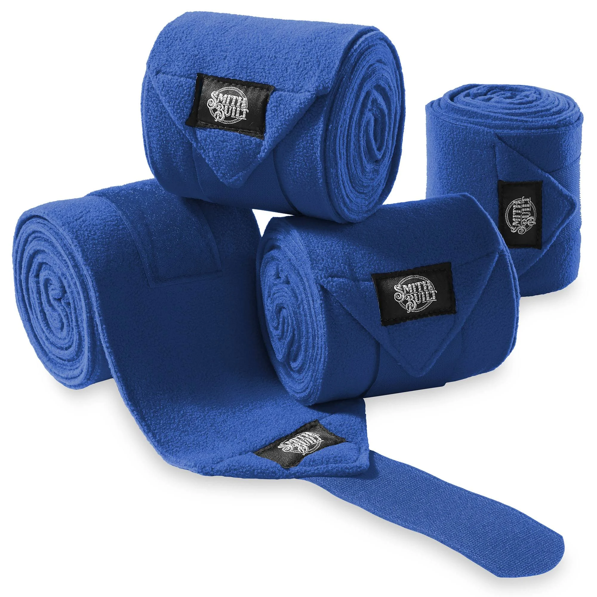 SmithBuilt Equine Fleece Polo Leg Wraps, Set of 4 Horse Bandages, Blue