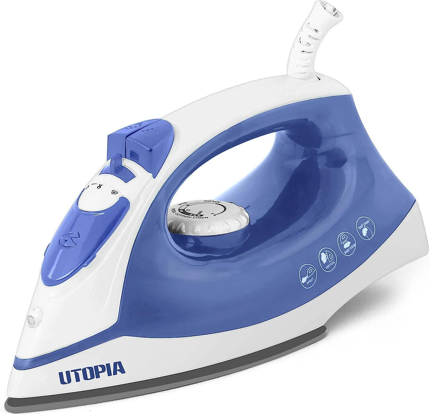 Steam Iron for Clothes With Non-Stick Soleplate - 1200W Clothes Iron With Adj...