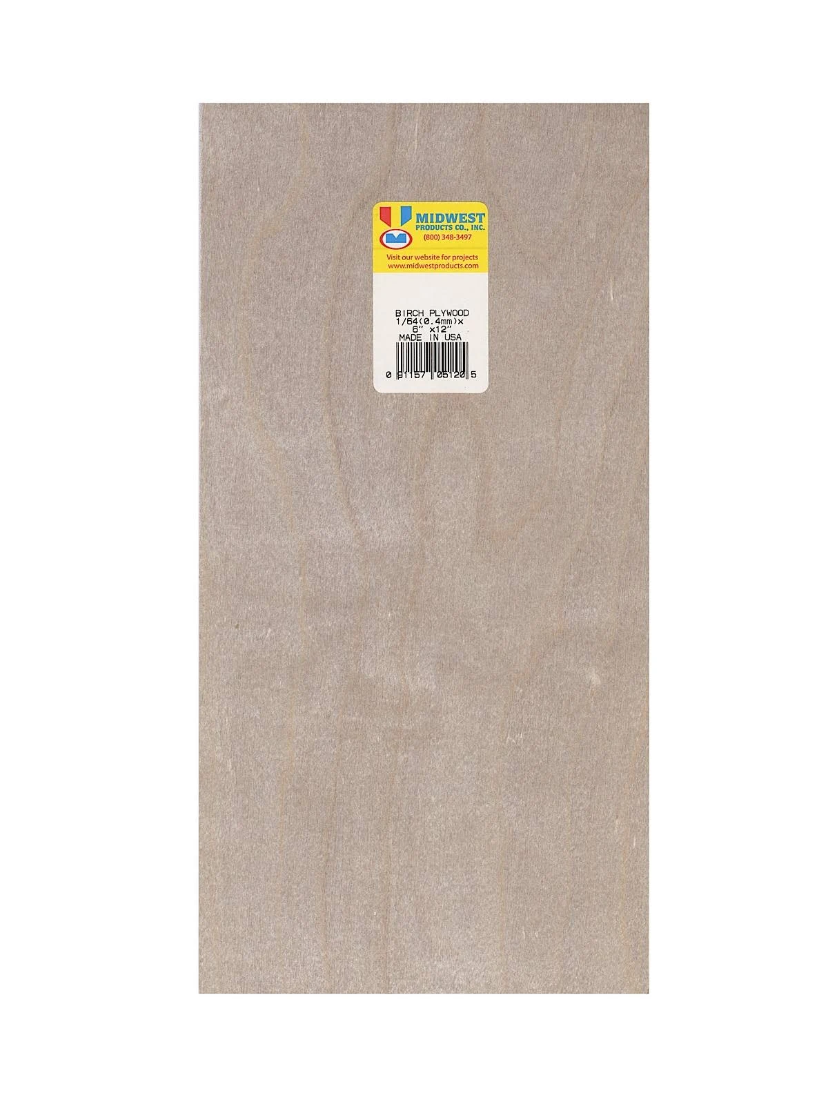 Midwest Products 5120 Birch Plywood 1/64 x 6 x 12-In.