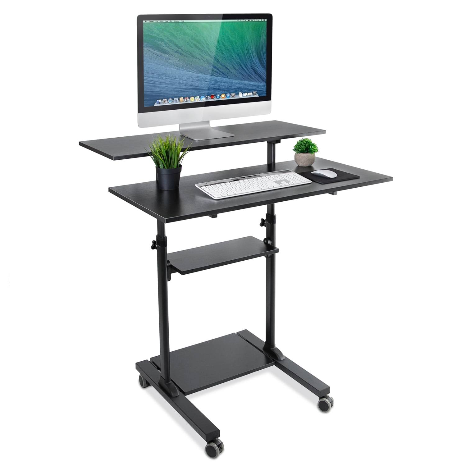 Mount-It! Height Adjustable Rolling Stand up Desk - Black