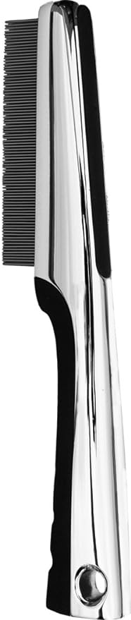 Resco Professional Flea and Face Comb, Anti-Static for Grooming Pets Very Fine Pin Spacing, Chrome