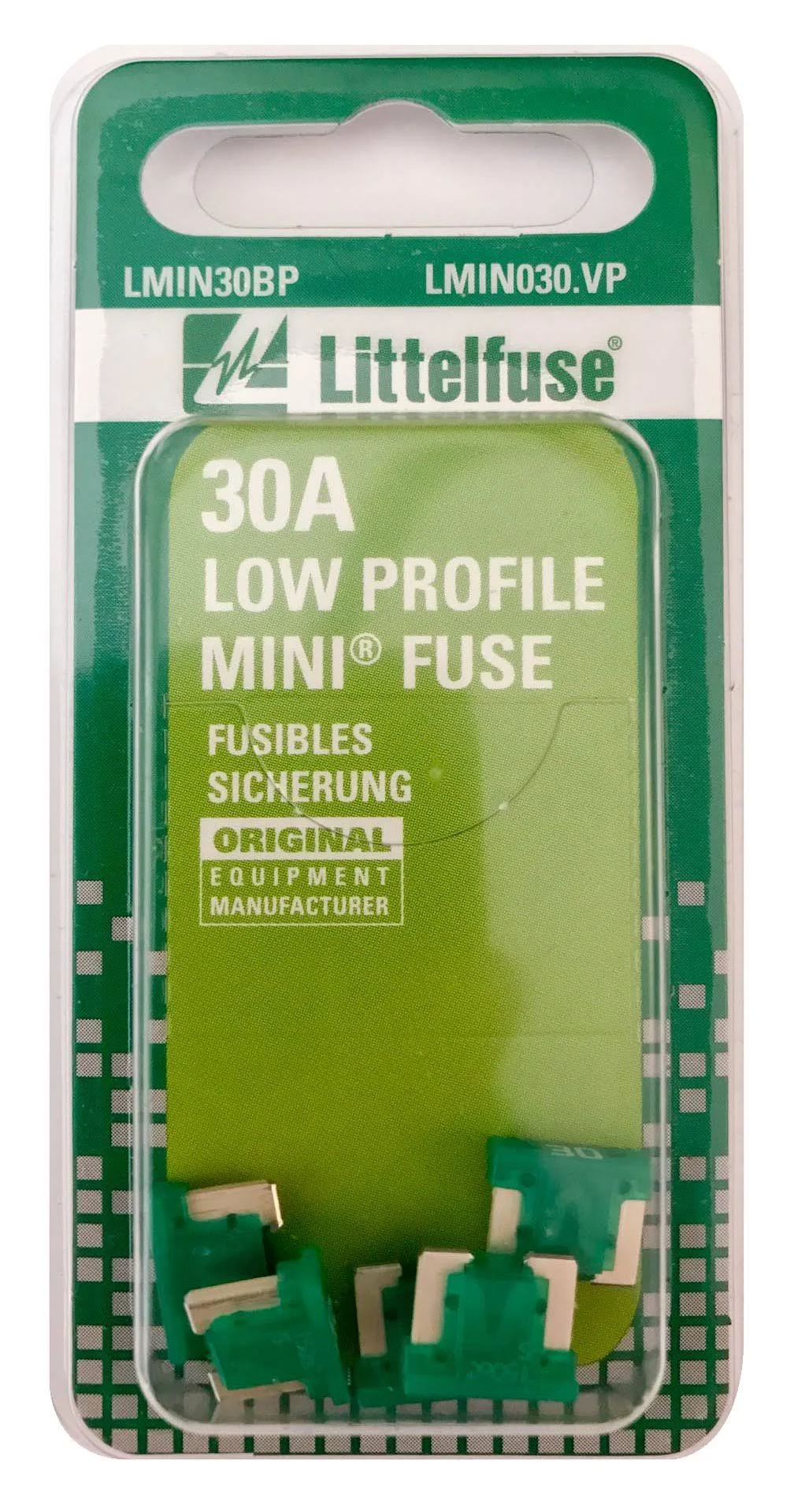 Littelfuse LMIN030.VP MINI Low Profile 30 Amp Carded Blade Fuse, (Pack of 5)