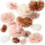 Vidal Crafts 20 Pcs Party Tissue Paper Pom Poms Kit 14", 10", 8", 6" Tissue Paper Flowers Decorations for Wedding, Birthday, Bachelorette, Baby Shower, Nursery (Black, Silver, White, Polka dot)